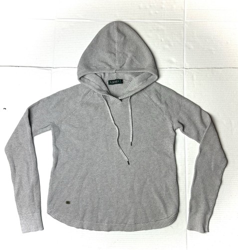 Lauren Ralph Lauren Long Sleeve Hoodie Sweater Gray Women's Size Small Petite - 第 1/8 張圖片