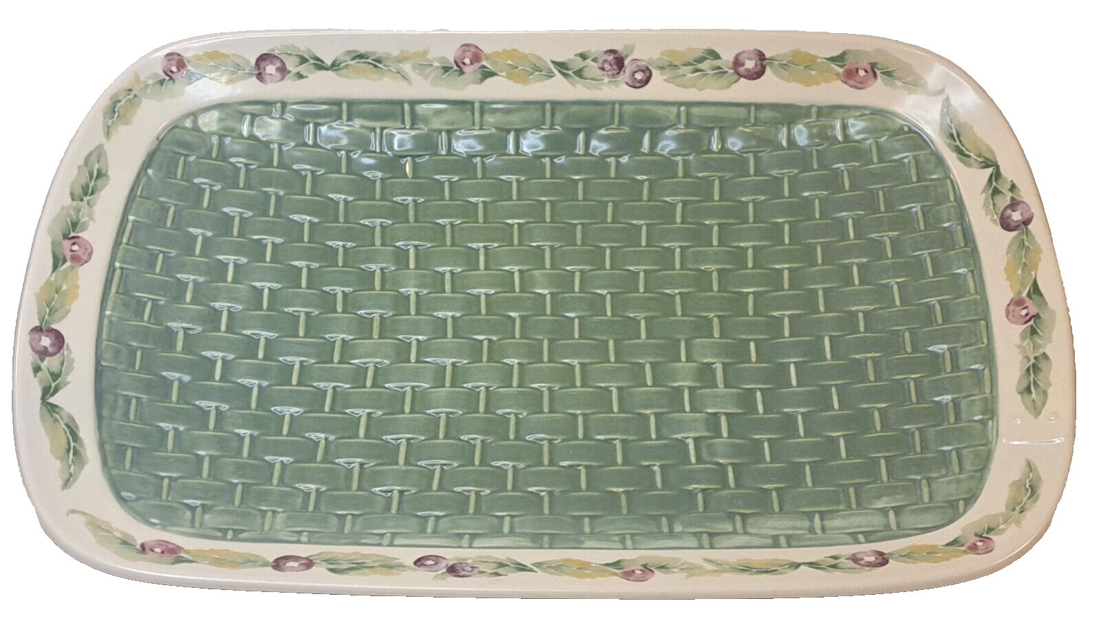 Pfaltzgraff Jamberry Basketweave 16-Inch Woven Serving Platter Tray