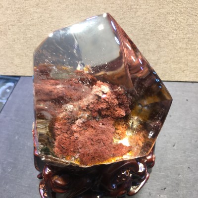 1.37LB Natural Colorful Ghost Phantom Quartz Crystal Mineral Specimen Reiki+base