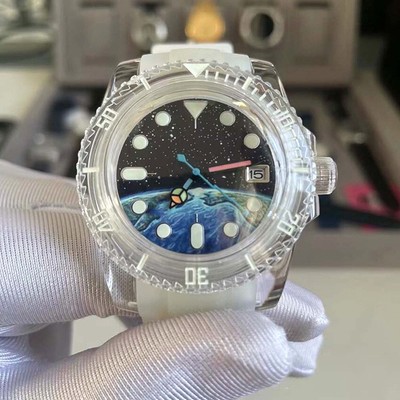 40mm Transparent Mechanische Uhr NH35A Uhrwerk Grün