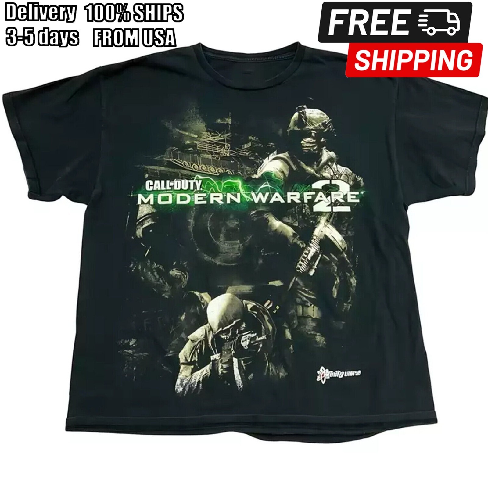 Modern Warfare 2 T Shirt Vintage Graphic Black Size S-3XL