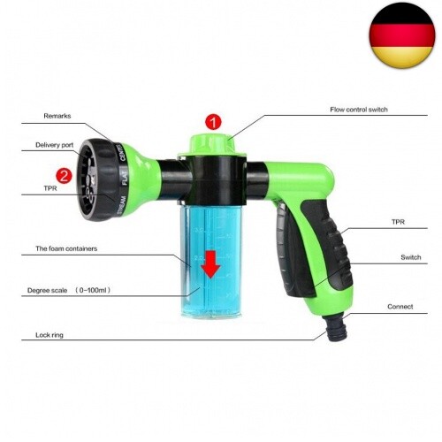 Gartenschlauchaufsatz, Spritzpistolendüse, Behälter für Seife oder Dünger, Str - Bild 2 von 7