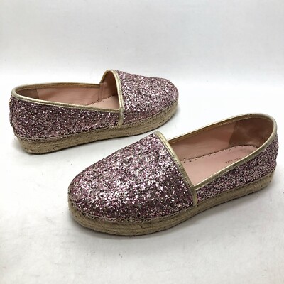 Kate Spade Linds Espadrille Too Rose Glitter Sz 8.5 M Flats Platform Loafers