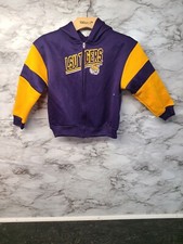 Pro Edge Youth XS Purple  Yellow LSU Tigers FULL ZIP SWEATER Boys Girls XS 34