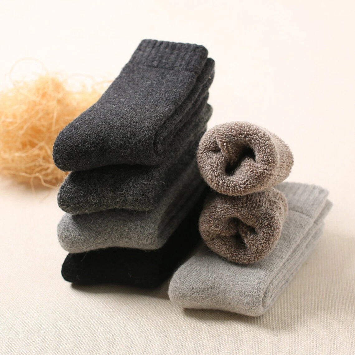 Cashmere Socks Thermal Soft Thick Warm Cushioned Handmade %100 Cashmere