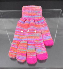 New Varigated Pink Blue Orange 3 Finger Texting Gloves Rhinestone Trim B18
