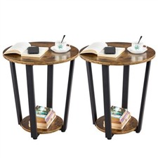 Set 2 Tavolini Rontodo Vintage Industriale Comodini Camera da Letto da Salotto