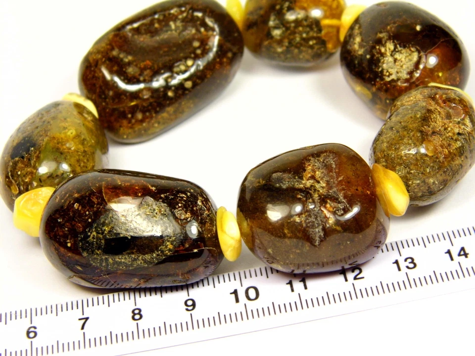 Pulsera Ámbar Báltico 6.8" 64gr. Negro Mujer Massive Natural Stretch 1122a Foto 4 de 4