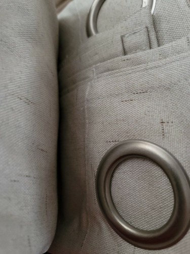 Silk Home Blackout Curtains Cream with Grommlets Noise Reduction 42" x 84" Set 2 - Picture 4 of 7