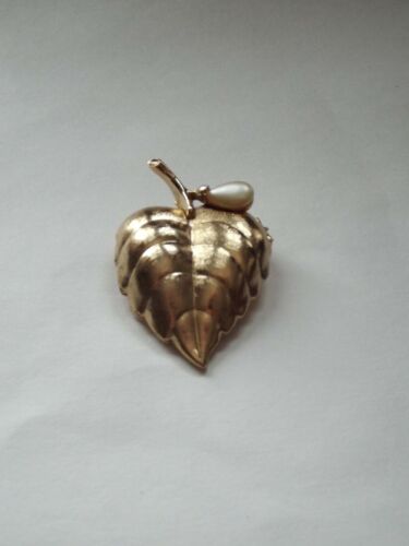 Vintage Avon golden leaf pin perfume glace - image 1