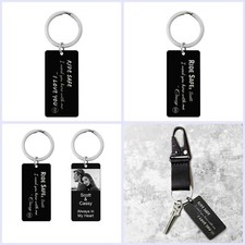 Ride Safe Love Custom Engraved Personalized Photo Text Message Dog Tag Key Chain