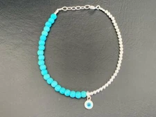 925 Sterling Silver Evil Eye Mati Nazar Ball Bracelet MOP Turquoise Women