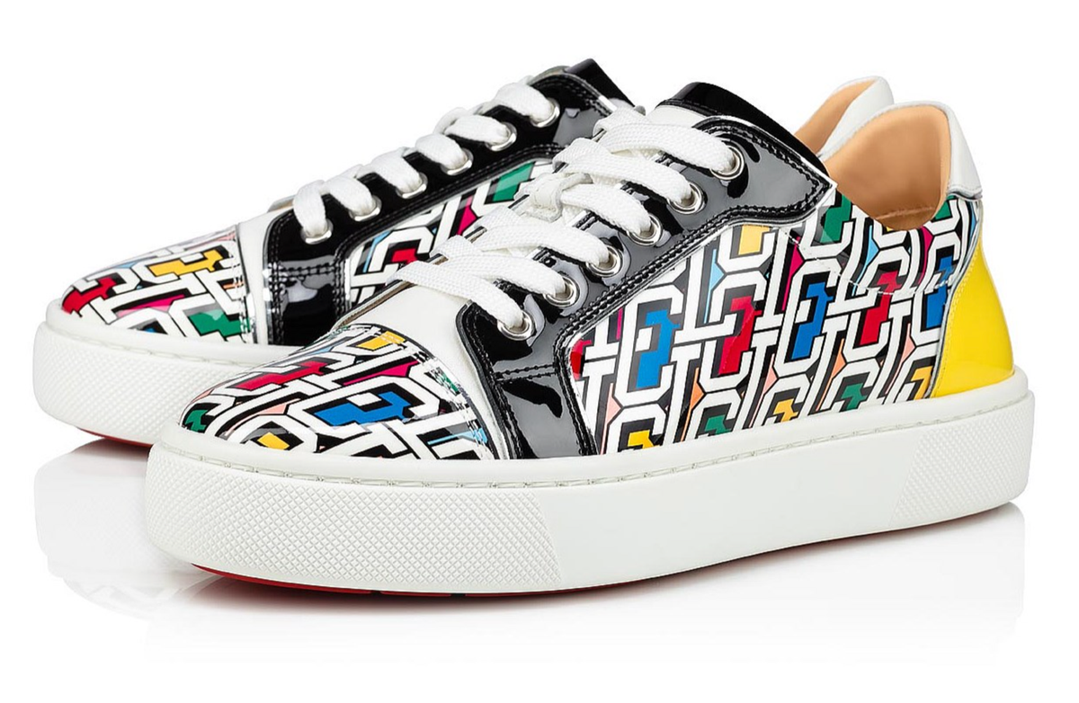 Christian Louboutin Vieirissima Flat 3D Black White Lace Up Low
