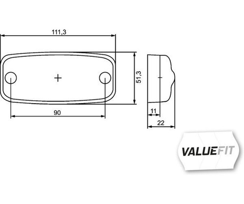 HELLA VALUEFIT 2PS Side Marker Light - 24V LED, Yellow Lens, IP67 (Left Or Right)