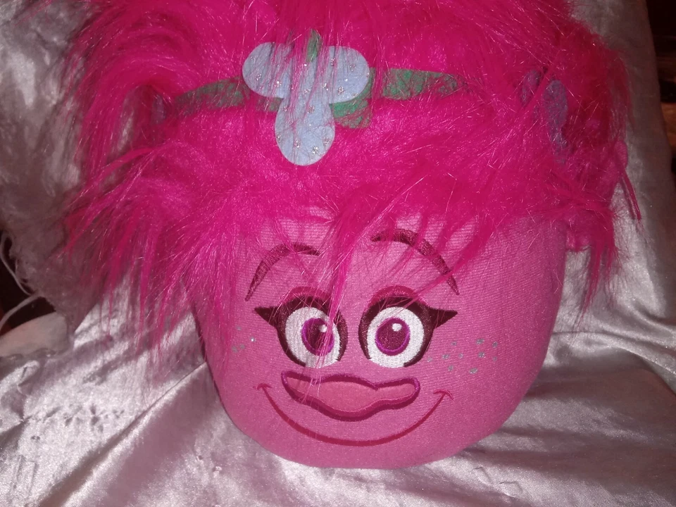 DREAMWORKS TROLLS POPPY PINK HAIR HALLOWEEN CANDY TREAT PLUSH BUCKET PAIL KIDS - Image 2 of 4