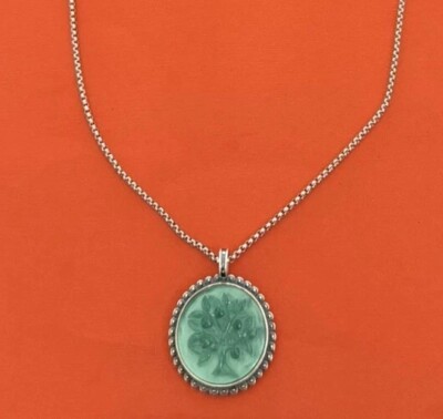 James Avery RARE Retired 925 Silver & Green Tree of Life Pendant w