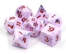 All Hallow Eve Creamy Purple w/Red Sharp Edge Dice Set DnD Rpg 