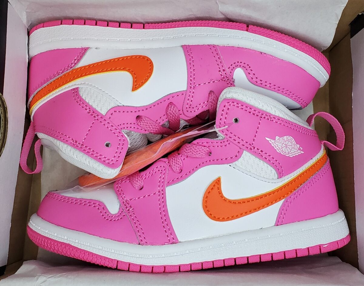 New Nike Air Jordan 1 Mid TD Pinksicle Pink Orange DX3229 New Nike Air Jordan 1 Mid TD Pinksicle Pink Orange DX3229