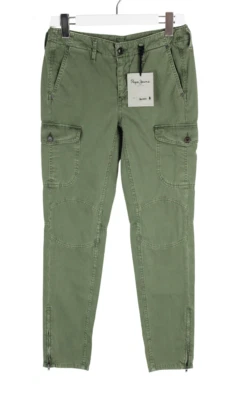 Pepe Jeans Bardot Army Pantalon Femmes W26/L32 Cargo Style Poches Zip Ourlets - Photo 1/4