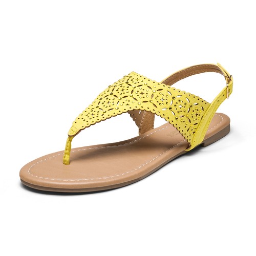 Womens T-Strap Thong Gladiator Strappy Summer Flat Flip Flop Sandals Shoes Size - Picture 58 of 62