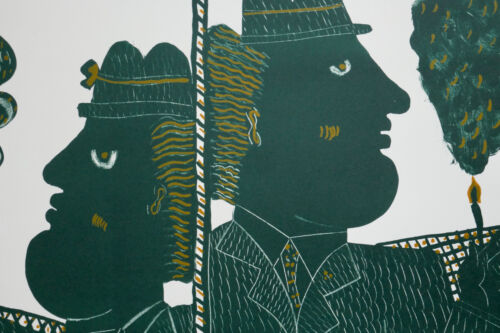 Alekos/Alecos Fassianos, Orig. Lithographie 1970, Les deux amis, signiert, 12/50 - Bild 2 von 4