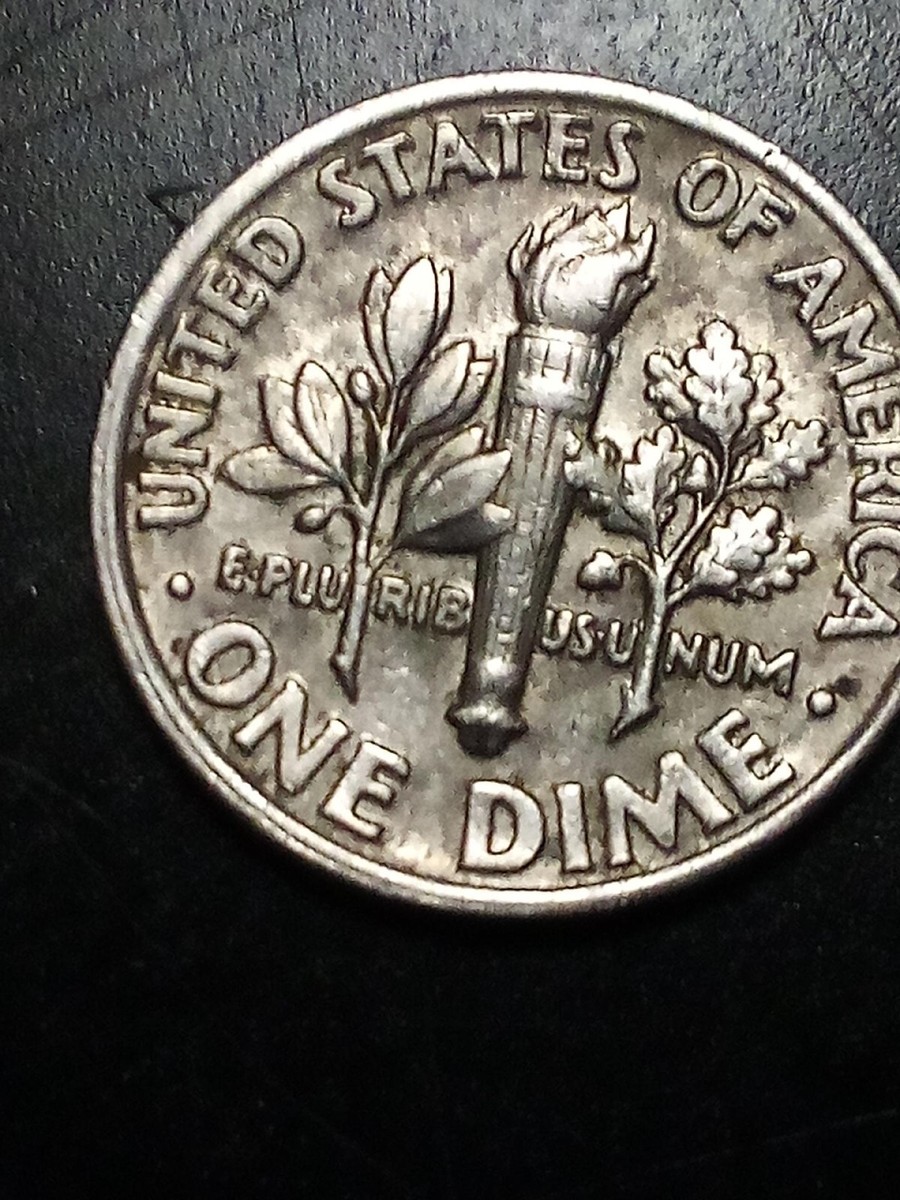 rare 2020 p dime, features torch, olive branch & oak branch
