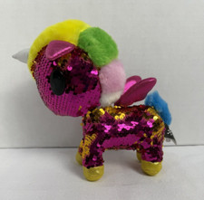 TokiDoki Unicorn Sequin Plush Stuffed Animal Pegasus, Pink Gold