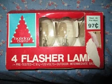 NOS Holiday Trim 4 Flasher Lamps Bulbs C 9 1/2 Clear