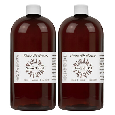 4 lbs / 64 oz pure 100% unrefined virgin uncut neem oil cold pressed 2 x 32 oz