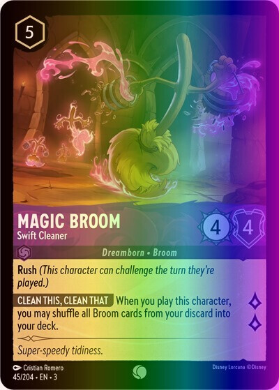Lorcana Magic Broom - Swift Cleaner (45/228) Into the Inklands NM FOIL