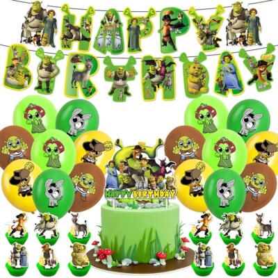 SHREK BIRTHDAY PERSONALISED EDIBLE CAKE TOPPER & CUPCAKE TOPPERS