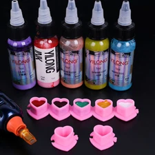 200-1000pcs Tattoo Ink Cups Heart Shape Plastic with Spliceable Base Permanent
