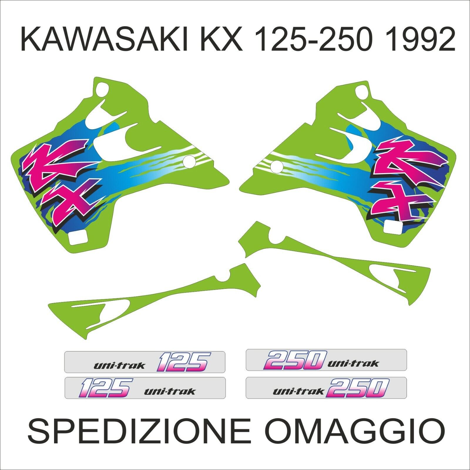 Kit Adesivi KAWASAKI KX 125-250 1992 in kristal