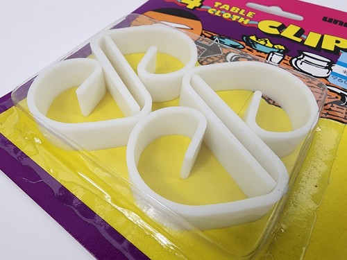 Table Cloth Clips, White, Unique #5005 - Pack of / New Old Stock - Sealed NIP - Picture 2 of 3