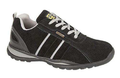 Grafters M090 Lace Up Safety Toe Cap Trainer Shoes Light Black / Grey Real Suede - Imagen 1 de 1