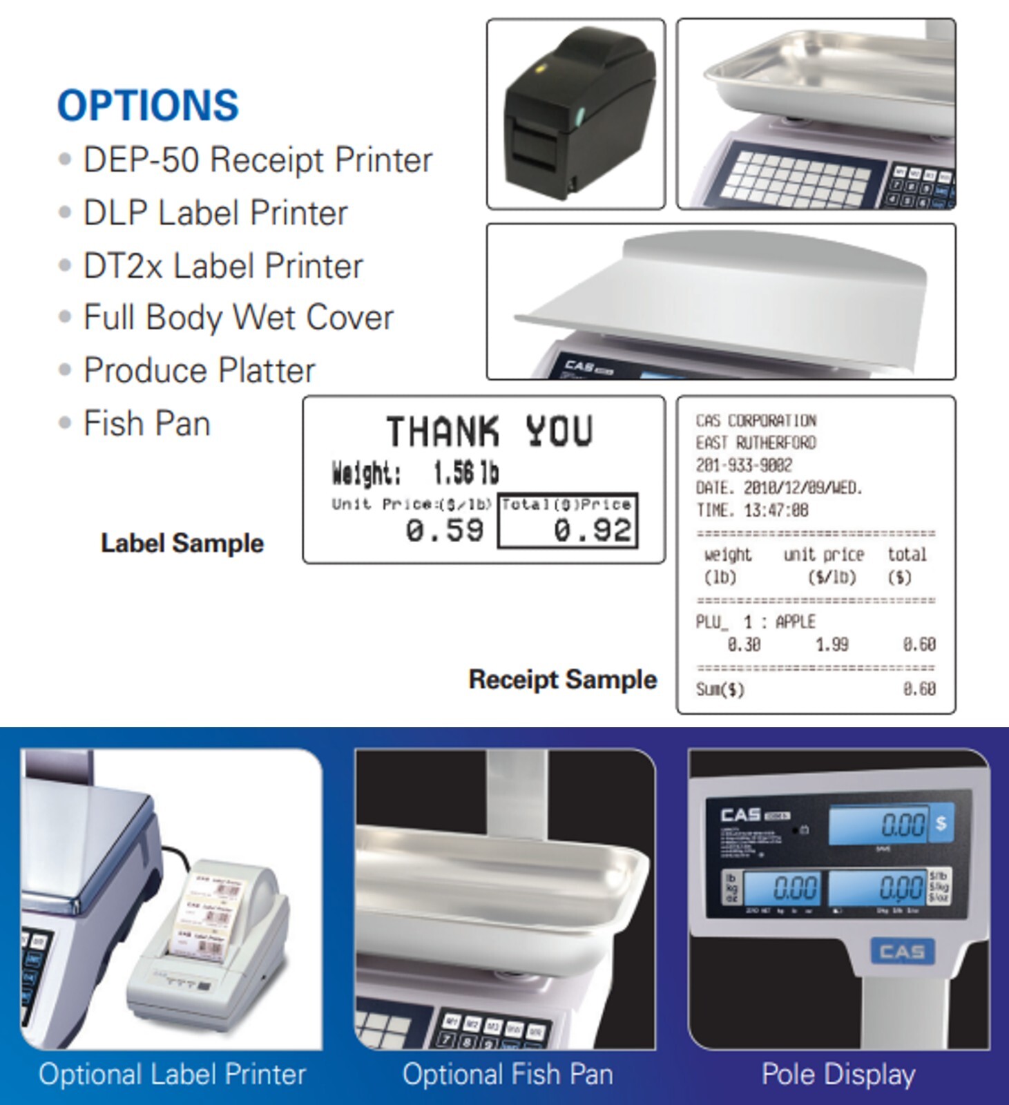[CAS] S2000Jr Price Computing Scale with LCD Display & Pole, 15lbx0 ...