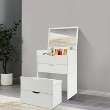 Makeup Vanity Table Dressing Table Three Drawers Vanity Desk White Makeup Table