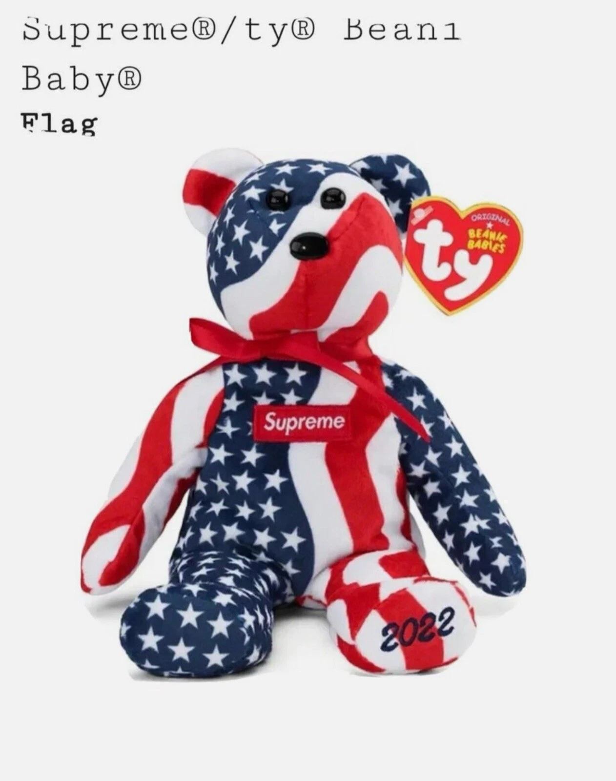 Supreme x Ty Beanie Baby USA Flag OS boîte logo FW22   édition limitée pour collection