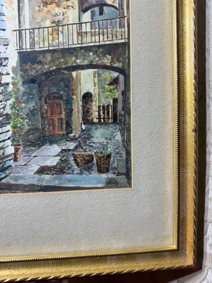 Vintage  Holly "Morcote" Watercolor Painting - Signed And Framed - Image 4 of 4