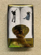 Paris Trophy Series 2ct Men's Handkerchiefs w/ box GOLF GOLFER GOLFING New