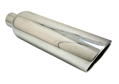 Exhaust Tip 5.00  Dia X 18.00  Long 2.50  Inlet W50018-250-RS-SS Weld On Rolled 