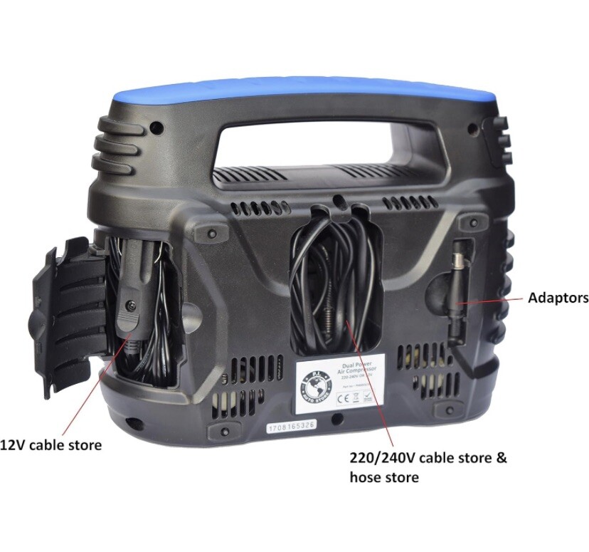 P.I. Auto Store Air Compressor Tyre Inflator 12V 240V , for Car Bike