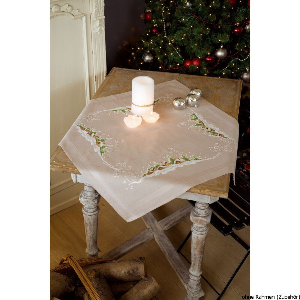 Vervaco tablecloth stitch embroidery kit kit Village in the snow