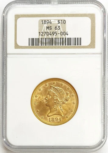 1894 GOLD USA $10 DOLLAR LIBERTY HEAD EAGLE COIN NGC MINT STATE 63