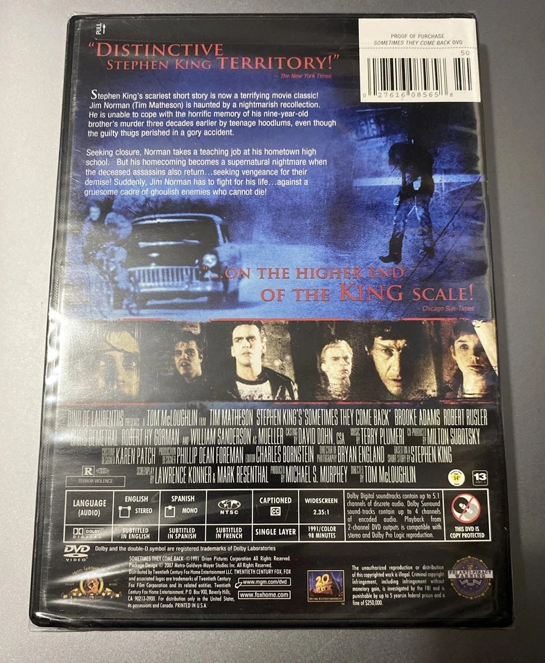 Sometimes They Come Back (DVD) Stephen King Horror OOP - Brand New & Sealed - Image 2 of 4