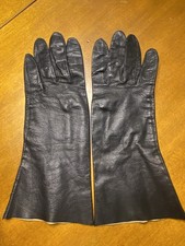 Vtg Bamberger  s Macy  s Whitbey Black Washable Leather Women  s Gloves Sz 7 Wrist