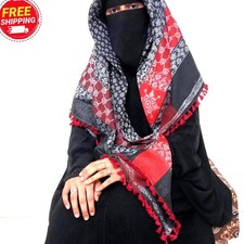 Traditional Palestinian Keffiyeh Scarf Unisex Shemagh Tassel Red Black Wrap