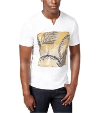 I.N.C Mens Feather Graphic T-Shirt, White, XX-Large