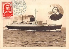 SS SAMUEL CHAMPLAIN ~ C. G. T. SHIP LINE ~ used Special Cancel 1956