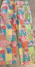 Lilly Pulitzer VTG Ankle Pants Crop Women  s Size 4 Patchwork Beach Animals Golf
